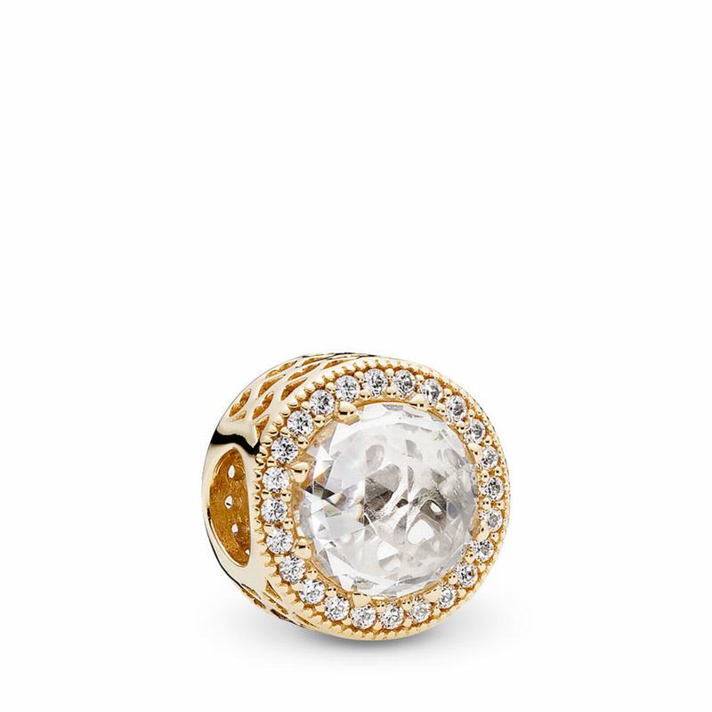 Pandora Radiant Hearts Charm Ireland - Yellow Gold 14 K/Cubic Zirconia - 821934WMU